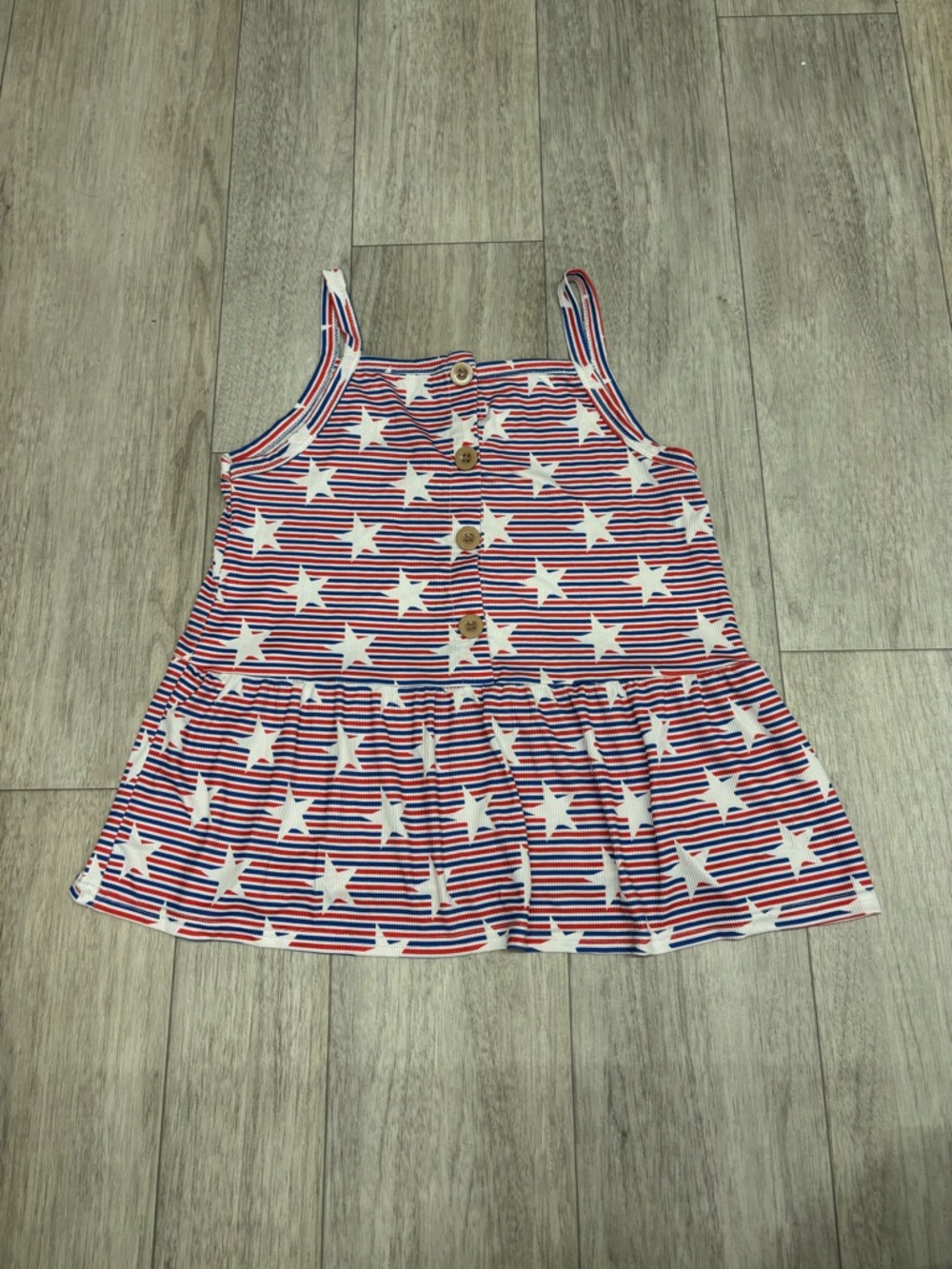 Girls Patriotic Red, White & Blue Star Stripe Tank Top